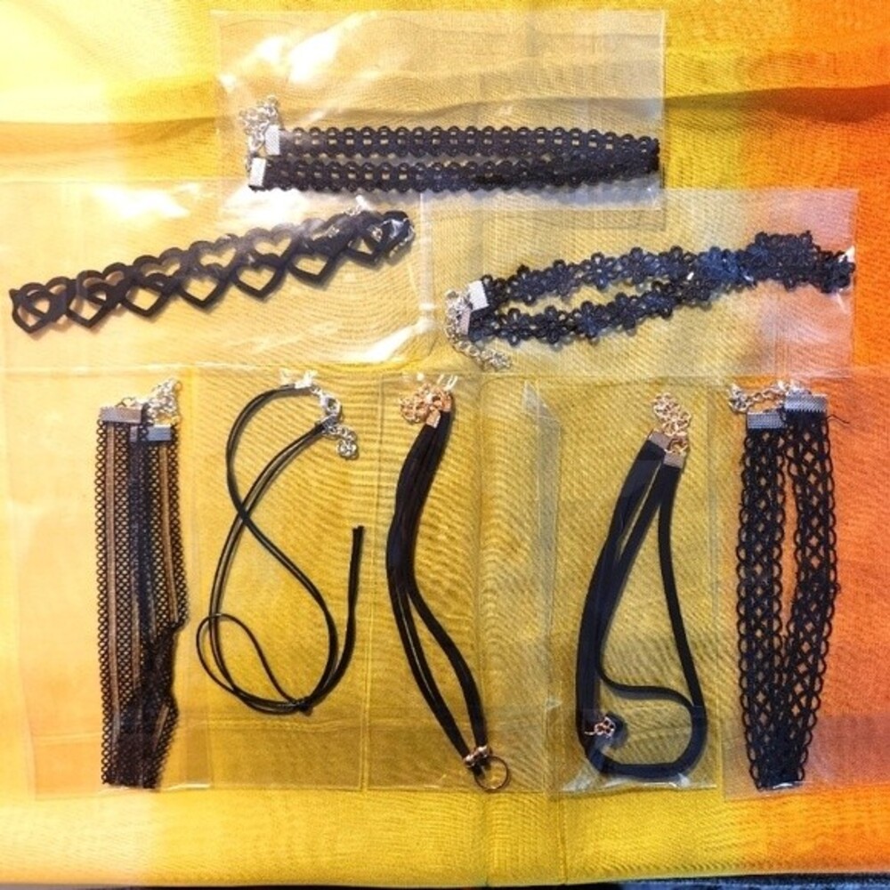 Faux Leather Choker Necklace Set